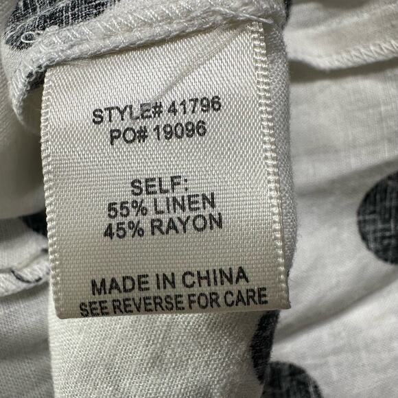 Skies are Blue Womens Blouse L Boho Embroidered Polka Dot V Neck Balloon Sleeve - Picture 6 of 7